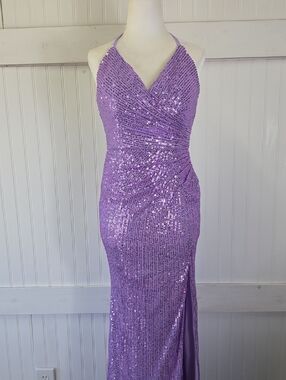 Wedding Dress Brand Lavender Full Sequin Lace Up Back Evening Gown Dress Size 4